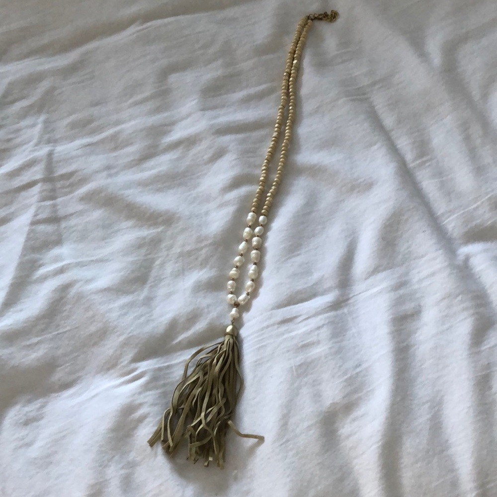 Beaded Long Necklace with Tassel